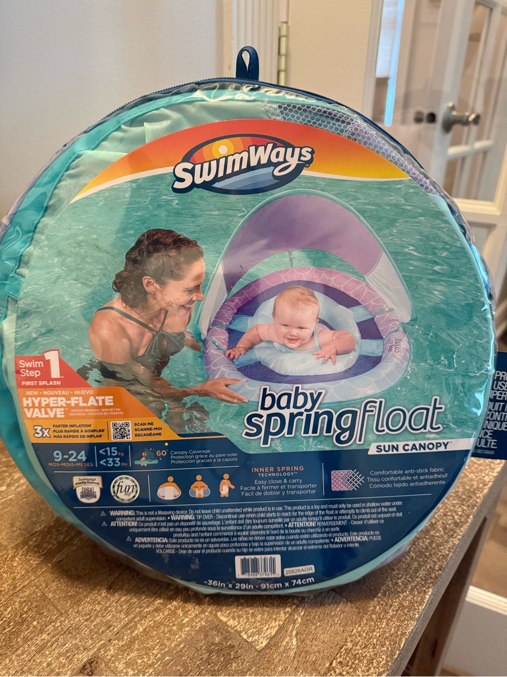 SwimWays Baby Spring Float with Sun Canopy - Teal & Purple